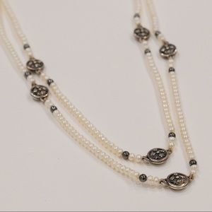 Mignon Faget Small Medallion Pearl Necklace